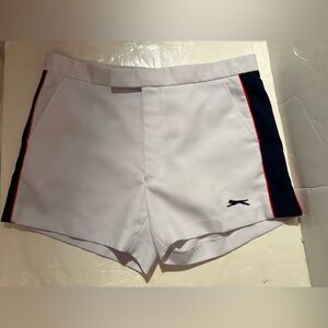 Vintage Slazenger White Shorts with Navy and Red Trim